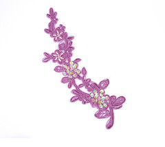 1 pc Purple Embroideries Beaded &amp; Sequin Collar Appliques Lace Patch A119 - £6.28 GBP