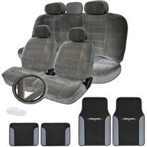 For Bmw Premium Grade Grey Velour Car Truck Seat Covers Vinyl Mats Set - $63.81