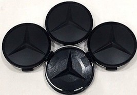 4Pcs, Wheel Center HubCap 75MM / 3&quot; Paint Black Matte, Mercedes Benz Fit... - $18.69