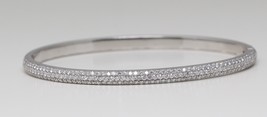 14k White Gold Round Cut Pavee Diamond Bangle (1.5 Ct,H Color,VS Clarity) - £2,254.14 GBP