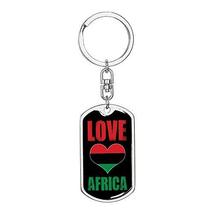 Love Africa Flag Heart Dog Tag Pendant Keychain Stainless Steel or 18k Gold - £31.60 GBP