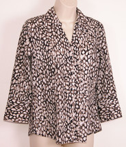Alfani Womens V-Neck Shirt sz 6 Animal Print Button Front Stretch Leopar... - $15.95