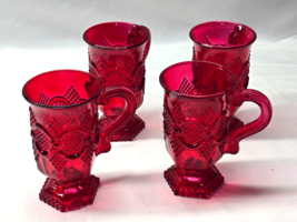 Vintage WHEATON GLASS / AVON 5&quot; Coffee Juice Tea Mug CAPE COD RUBY - Set... - £13.97 GBP