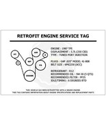1987 TPI 5.7L Corvette Retrofit Engine Service Tag Belt Routing Diagram ... - $14.95