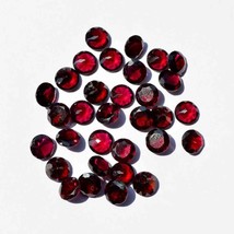 Natural Red Garnet Gemstone Faceted Stone 4x4 MM Round Shape Certified Stone - £1.58 GBP+