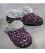 Dearfoams Women&#39;s Knit Faux Fur Purple Gray Slippers ~Small 5/6 ~ - £9.61 GBP