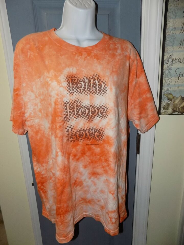 Faith Hope Love Orange Tie-Dye T-shirt Size L ADULT EUC - $18.90