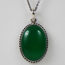 Massiccio 925 Argento Sterling Verde Onice Ciondolo Collana Donna PSV-1169 - £39.23 GBP+