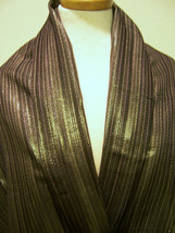 Fabulous Designer Fabric Italian Molten Rich Purple &amp; Gold Metallic Stripe 5.8yd - $108.00