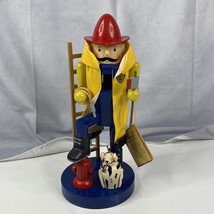 NEW w/ Tag Kurt Adler Wooden Franky Fireman &amp; Dalmatian Dog Nutcracker 13&quot; - £48.41 GBP