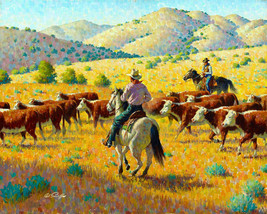 Country Western Cowboys Horses Cows Mountains Ceramic Tile Mural Backsplash - £54.59 GBP+