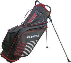 Rife Golf Premium Black Red Gray Stand Bag 9 inch 7-way Friendly Separator Top - £116.37 GBP