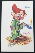1950s Walt Disney Tobler Chocolates Simplet Dopey Dwarf Postcard Snow Wh... - $18.53
