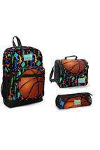 Kids Four Compartment Basketball Patterned 3-Piece School Bag Set - £183.49 GBP