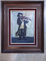 Adolf Adi Adler, Judaica Oil Painting on Canvas, Hassidic Fiddler, 25 x 35 cm - £439.65 GBP