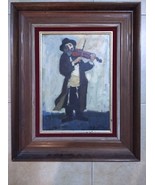 Adolf Adi Adler, Judaica Oil Painting on Canvas, Hassidic Fiddler, 25 x ... - £431.57 GBP