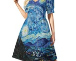 Woman Van Gogh Starry Night Sweetheart Neck Puff Sleeve Dress (Size 2XS ... - $29.00