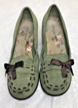 Highlights Green Suede Loafers with Wedge Heels Size 8.5 - $20.66