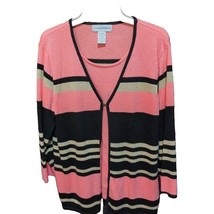 Sag Harbor Pullover Sweater Women Size Medium Striped Open Front W/Hook ... - $8.42