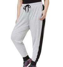 Material Girl Juniors Plus Size Striped Jogger Sweatpants,Gray/Black Stripped,2X - £33.28 GBP