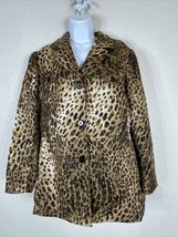 Chico&#39;s Womens Size 2 (L) Gold Animal Print Pocket Button-Up Jacket Long... - $17.10
