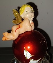 Vintage FONTANINI 1960&#39;s Red Tree Angel Baby Christmas Ornaments Depose Italy - £31.50 GBP