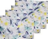 Set of 4 Thin Fabric Placemats (11&quot;x17&quot;) MULTICOLOR BUTTERFLIES, blue ba... - $16.82