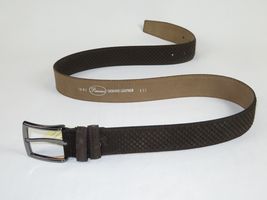 Men Genuine Basket weave Suede Soft Leather Belt PIERO ROSSI Turkey #1002 Brown image 6