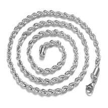 Twisted 4mm Cable 29 Inch Chain Necklace Sterling Silver - £10.41 GBP