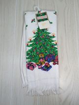 Holiday Traditions vintage 90s Christmas tree kitchen hand towel unused ... - $4.84