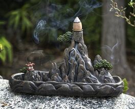 Feng Shui Zen Mountain Range Buddhist Pagoda Temple Backflow Cone Incens... - $513.45 MXN