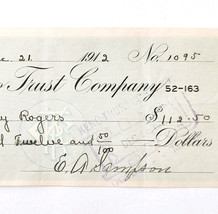 1912 Kineo Trust Company Bank Check E.A. Sampson Dover Maine Signed 1095... - £15.79 GBP