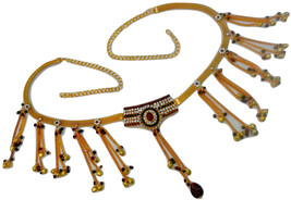 Indian Waist Jewelry, Bridal Wedding Ruby Emerald Antique Gold Plated Sexy Belt - $46.99