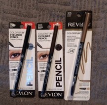 3 Pc REVLON Pencil- Eyeliner 201 black/203 Brown/Brow Pencil 205 Blonde ... - $19.80