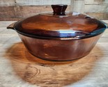 Anchor Hocking 1.5 qt Casserole Baking Dish With Lid - Vintage Amber Gla... - £23.48 GBP