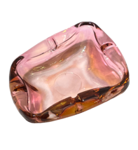 Anchor Hocking Iridescent Curved Rectangular Retro Art Glass Ashtray Pink Flash - £15.82 GBP