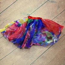 Vintage Barbie Doll Multicolored Floral Flower Over skirt Sheer Dance Red - $9.89