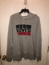 NWT Levis Mens Large Pullover Graphic Sweatshirt Pocket Heathered Gray NEW - $15.83