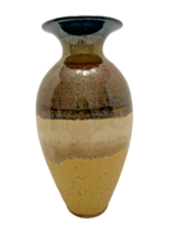 Vase Ceramic Studio Pottery Signed Marzyck Glaze MultiColor 8 1/4 Inch Tall - £44.12 GBP