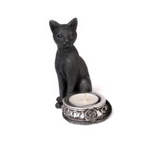 Alchemy Gothic V100 Black Cat T - Light Candle Holder The Vault Feline Vanity - £21.01 GBP