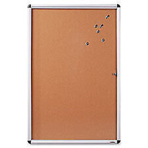 Enclosed Bulletin Board, Cork,24 in. x 36 in.,Natural- AM Frame - £80.26 GBP