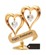 24k Gold Plated Happy Anniversary Heart Ornament Made w/Genuine Matashi ... - $494.75 MXN