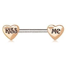 Rose Gold &quot;Kiss Me&quot; Heart Nipple Bar - £11.11 GBP+