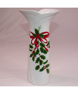 Mount Clemens Pottery Christmas Vase Ribbon And Holly Red Green And Whit... - €10,63 EUR