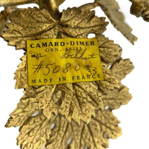 Primary image for Camard Dimer French Candle Holder Grape Leaf Design Ornate Hollywood Regency 