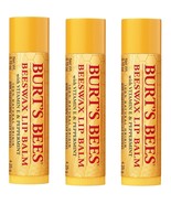 Burt&#39;s Bees Beeswax Lip Balm 100% natural Peppermint Pack of 3 - £15.47 GBP
