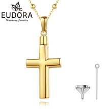 Stainless Steel Cross Locket Cremation Necklace Memorial Ashes Urn Penda... - £29.79 GBP