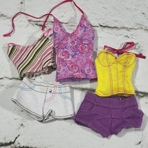 Barbie Doll Summer Clothes 5Pc Lot Shorts Tank Tops Purple Striped Fashi... - $11.88