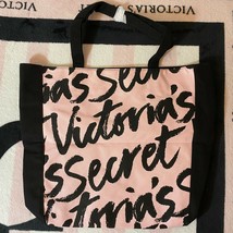 Victoria&#39;s Secret Light Pink Black Canvas Tote Bag - $39.99