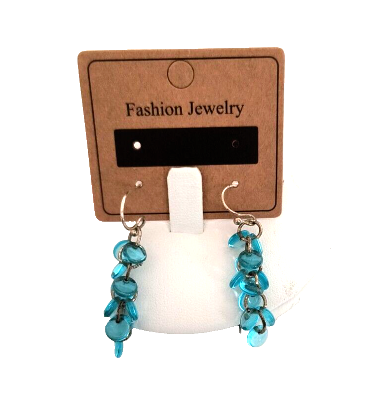 London Blue Topaz Color Acrylic Beads Women's Dangle/Drop Earrings Appx 1" Long - £7.90 GBP